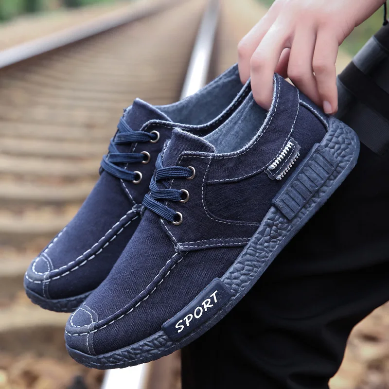 

Marderee Hot Canvas Men Shoes Denim Lace-Up Men Casual Shoes New 2019 Breathable Male Footwear Spring Autumn Sneakers