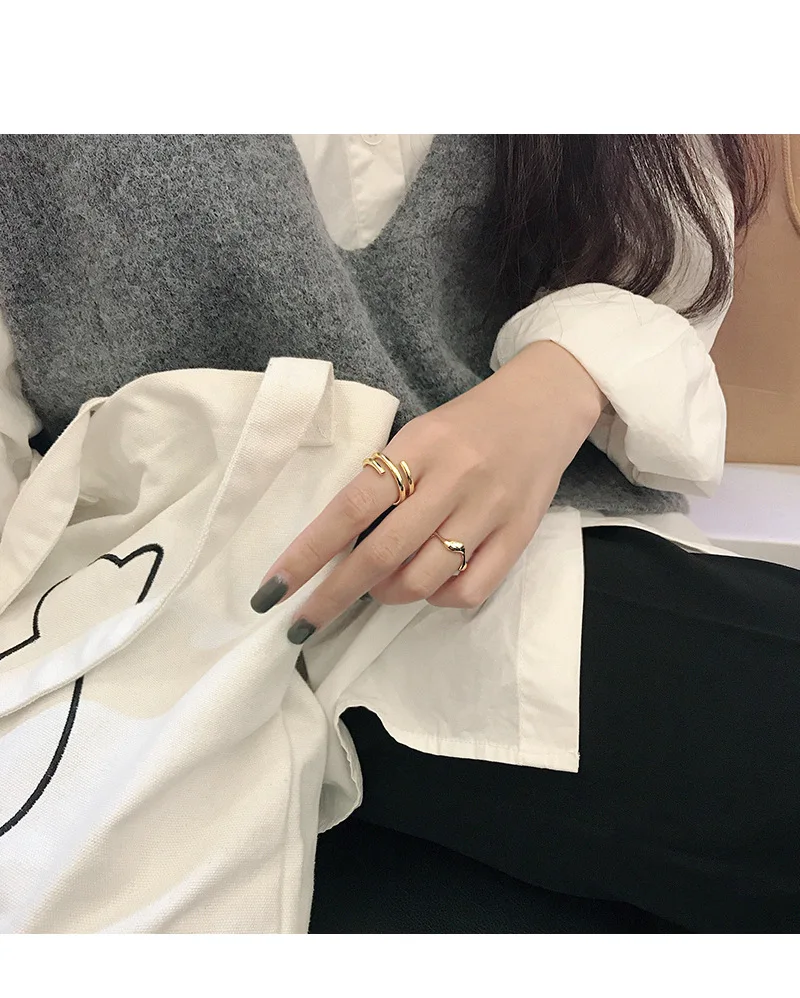 SHANICE 925 пробы Серебряное Открытое кольцо INS ниша линия три слоя дизайн ювелирные изделия для женщин молодой девушки ребенок подарки регулируемый