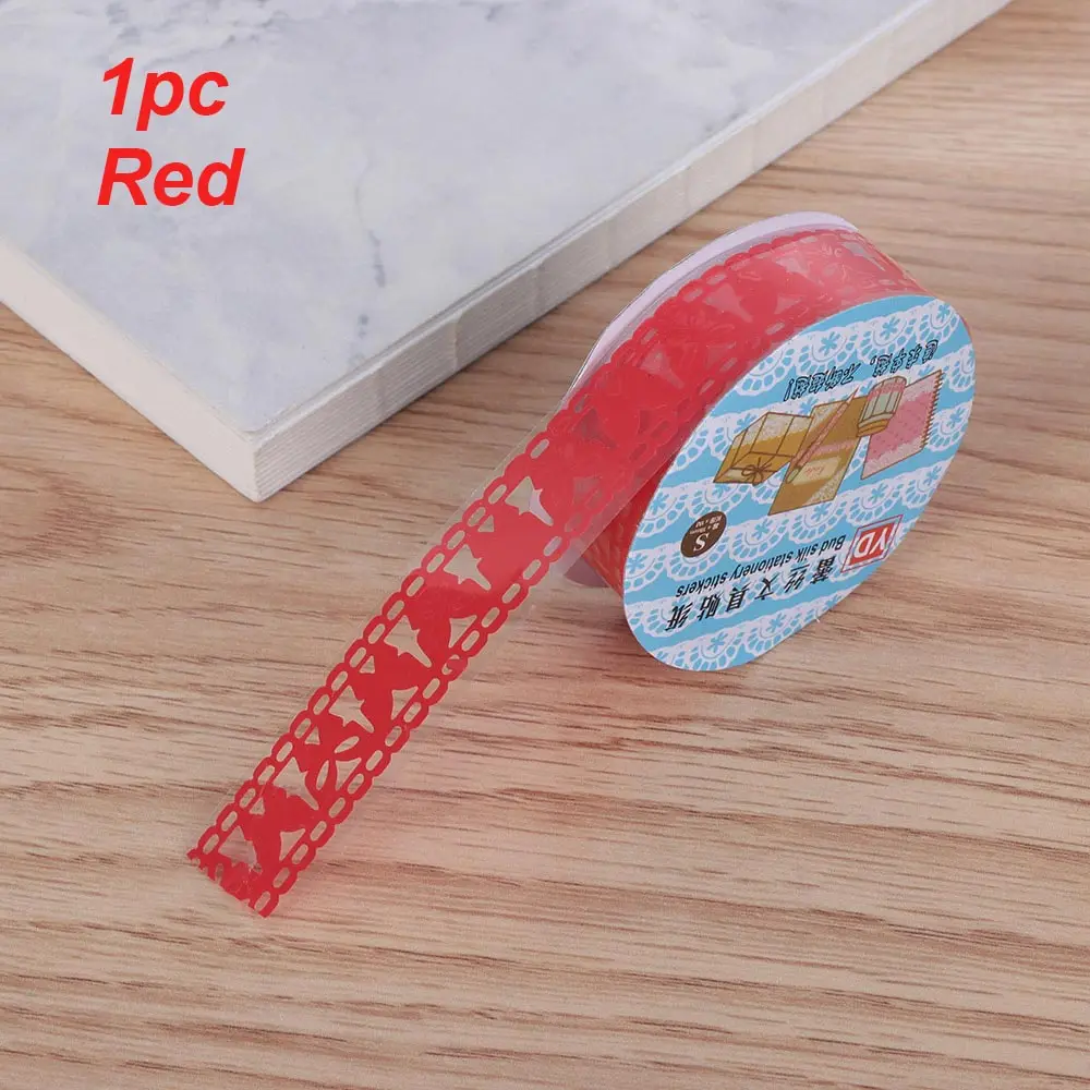 red 1 рулон Bling PP Цветочная маскирующая Двухсторонняя клейкая лента для сенсорного экрана бумажная кружевная лента рулон самоклеющийся Скрапбукинг наклейка украшение для альбома поделки своими руками - Цвет: red