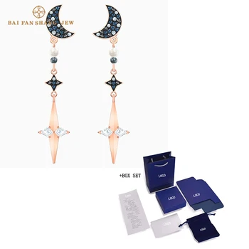 

Fashion Jewelry SWA New SYMBOLIC Pierced Earrings Torus Pendant Moon Decoration Elegant Romantic Jewelry Engagement Birth