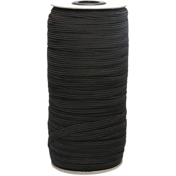 

Black 160-Yards Length 1/8 inch Width Braided Elastic Cord/Elastic Band/Elastic Rope/Bungee/White Heavy Stretch Knit Elastic Spo