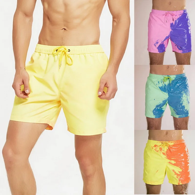 2020 Summer Men Swimming Trunks Can Change Color Board Shorts Swimwear