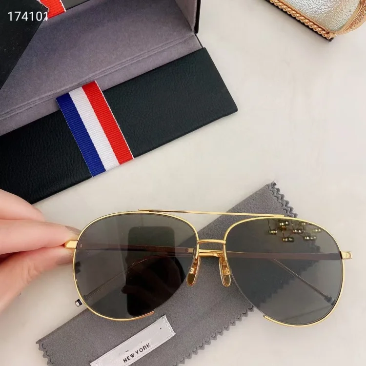 New THOM Brand Fashion Sunglasses Vintage Oval Double-beam Pilot Frog-shaped Men's Women's UV Protection Glasses Driving Gafas