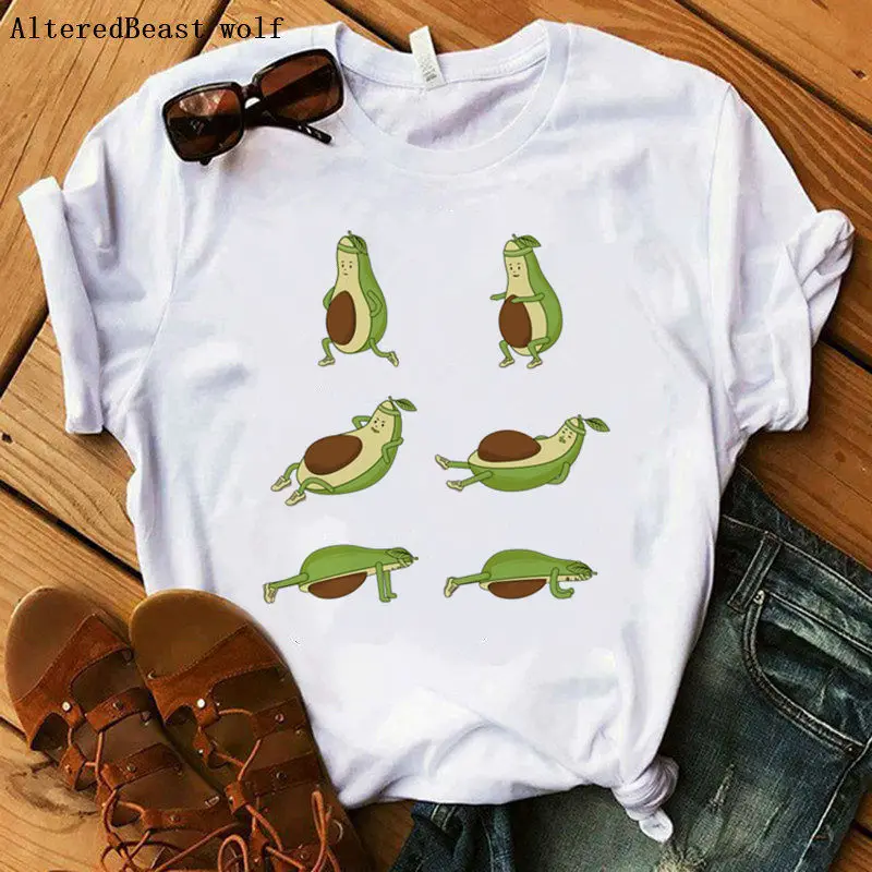 

Kawaii Avocado Funny Cartoon T Shirts Women Harajuku Ullzang 90s T-shirt Graphic Cute Grunge Tshirt Korean Style Top Tees Female