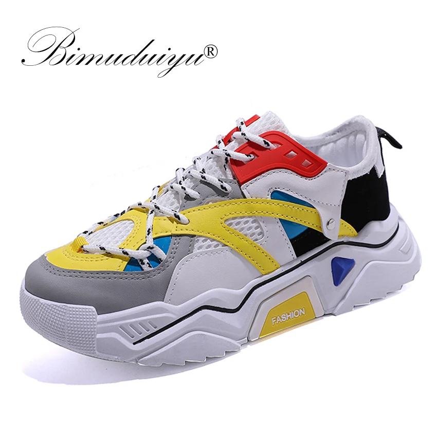 

BIMUDUIYU Women Breathable Shoes Flat Platform Sneaker Lace-up Casual Shoes Comfortable White Sneakers Thick bottom Outdoor Shoe