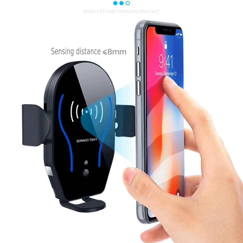 Car Mount Qi Wireess Fast Charger Charging Automatic Infrared Sensor Phone Hoder For iPhone X 8
