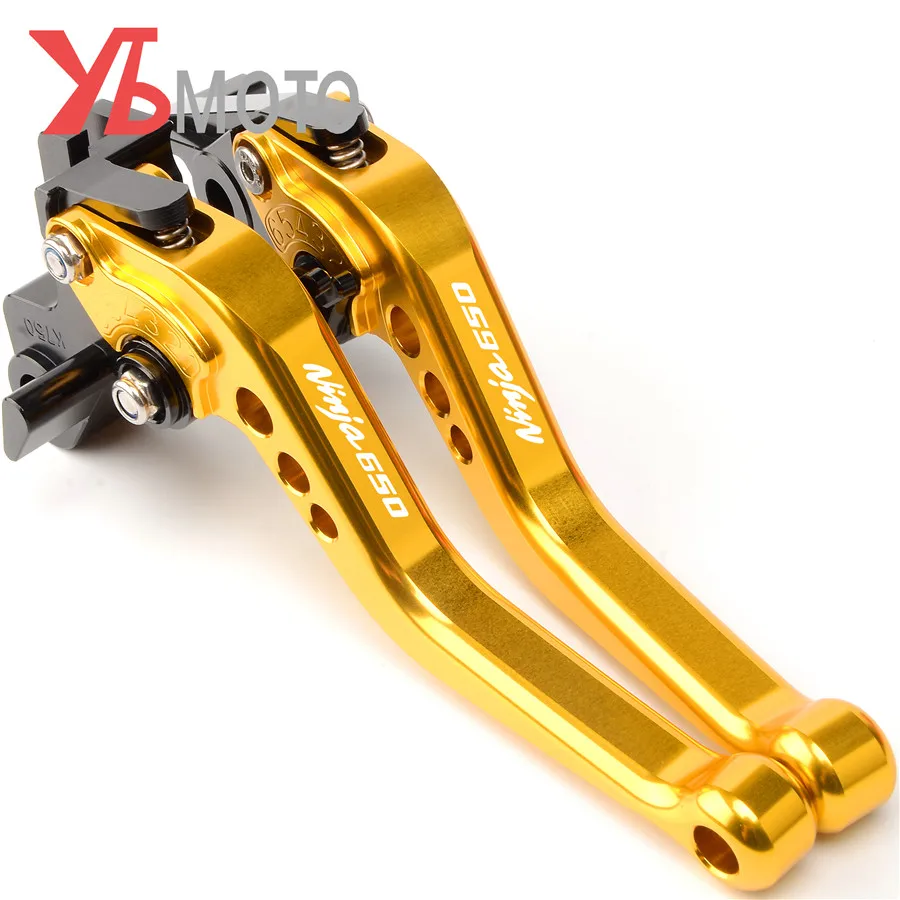 Short gold Мотоцикл с ЧПУ Рычаги Тормозная система сцепления для KAWASAKI NINJA 650 650R ninja650 аксессуары - Цвет: Short gold