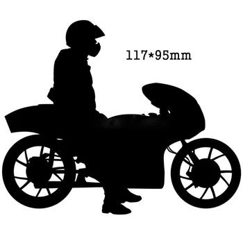 

Handsome Boy Riding Motorcycle Metal Craft Delicate Motorcycle Paper Die Cutting Dies for Scrapbooking/DIY Christmas Card 2020
