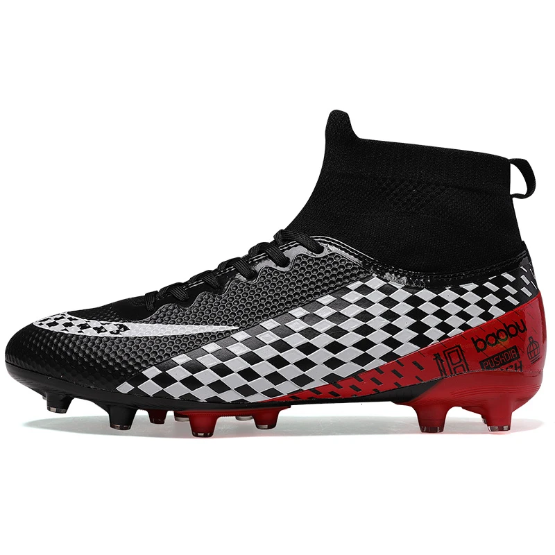Black White Botas De Futbol, футбольные бутсы для улицы, высокие футбольные бутсы, Детские шипы, тренировочные мужские спортивные кроссовки, размер 35-45, футбольные бутсы - Цвет: Black White