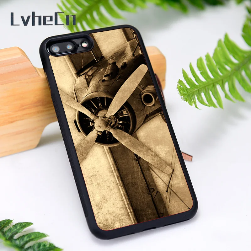 LvheCn Silicone Rubber Phone Case Cover for iPhone 6 6S 7 8 Plus X XS XR 11 12 Mini Pro Max Vintage Aircraft Airplane | Мобильные