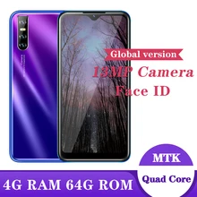 A21s android 5.1 mtk água gota tela smartphones face id desbloqueado celulares 4g ram 64g rom quad core celular celular
