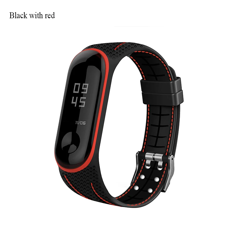 Black with red BOORUI mi band 4 ремешок correa mi band 3 дышащий ремешок для xiaomi mi band 4 разноцветный спортивный ремешок для xiaomi mi band 3 - Цвет: Black with red