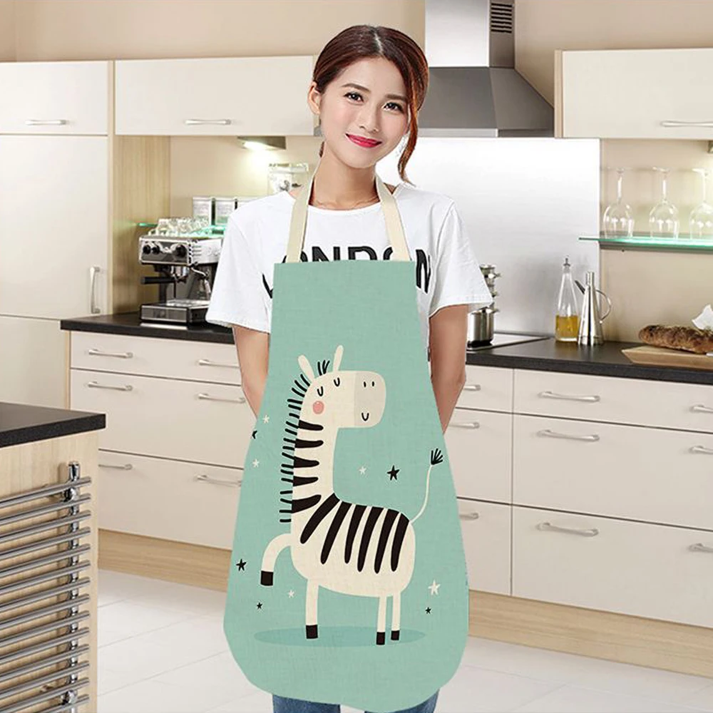 Silstar Tex Zebra Apron Animal Printed Woman Waterproof Aprons For Home Kitchen Cooking Baking Cleaning