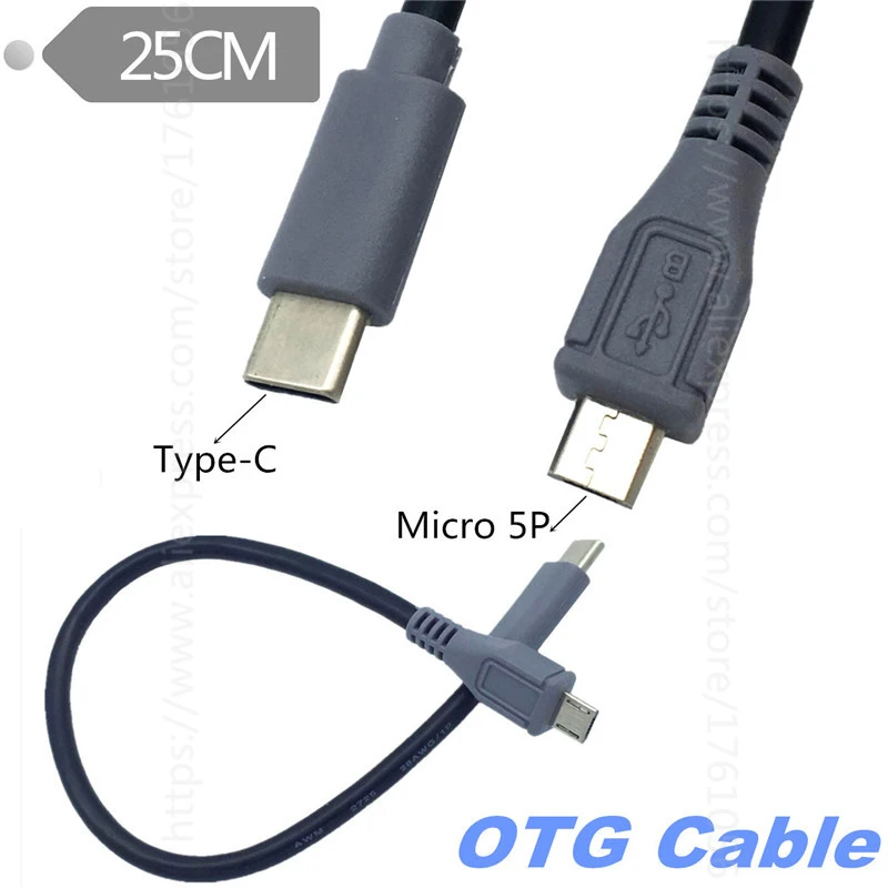 Cables 25cm USB Mini USB 2.0 5Pin Male to 3.1 Type C Female Data Cable 0.25m Cable Length: 25cm, Color: Black 