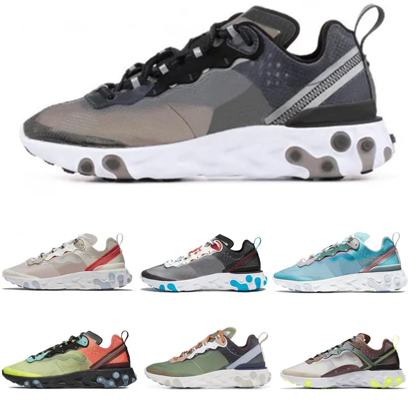 

React Element 87 55 Running Shoes Men Chaussures Triple Black White Royal Tint Dusty Peach Mens Trainers Sports Sneakers