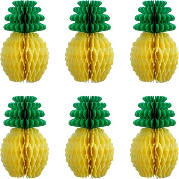 

6 Pack Tissue Paper Pineapple Honeycombs 12 Inch Party Supplies Table Decoration Party Hawaiian Theme Wedding Home Decor
