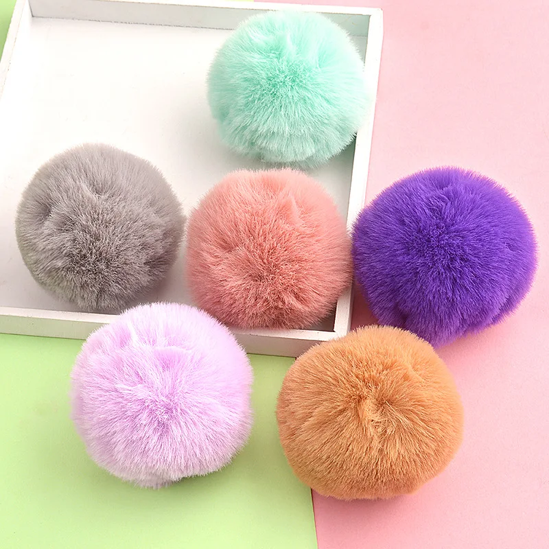 Pompom Rex Rabbit Hair Plush Ball Lace Patch Applique Material Children's Hair Bag DIY Keychain Accessories 6CM craft supplies pom poms craft supplies fluffy ball accessories