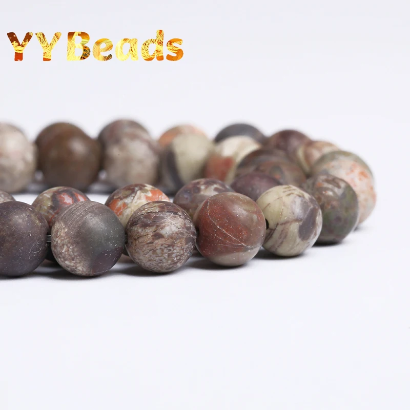 Matte New Flower Agates Stone Beads 4-12mm Natural Round Loose Charm Beads For Jewelry Making Supplies DIY Bracelets Accessories