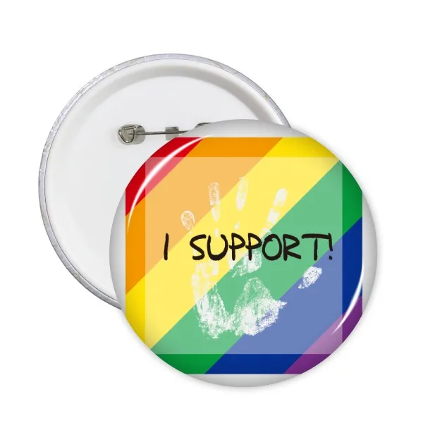 

LGBT Rainbow Flag I Support Round Pins Badge Button Clothing Decoration Gift 5pcs