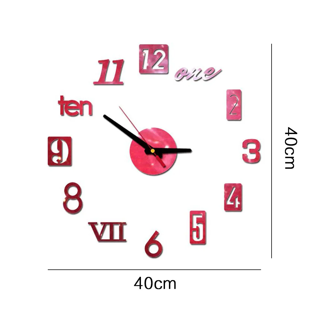 Modern Design Diy Wall Clock 3d Mirror Surface Sticker Home Office Decor Clock Large Wall-clock Sticker Mute Digital 3d Wall Big