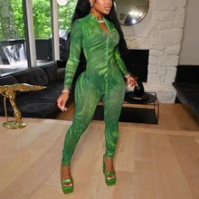 

Sexy Jumpsuits 2021 New Arrivals Women Bodycon Solid Autumn Fall Long Sleeve Skinny Elegant Evening Night Club Rompers Jumpsuits