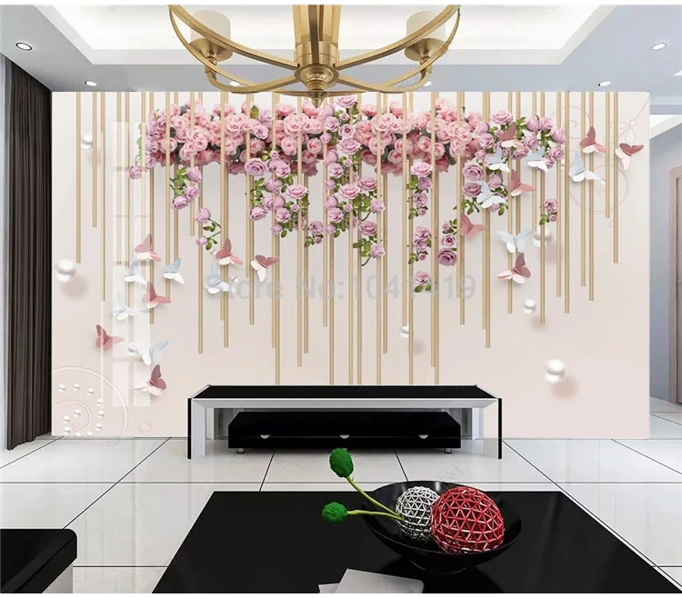 3D gravado flor e borboleta foto papel