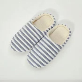 

2020 New Women Men Warm Striped Slipper Indoors Anti-slip Winter House Shoes Fashion Casual Ladies Shoes zapatos de mujer