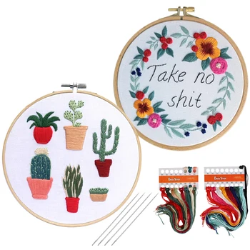 

DIY Embroidery Flower Handwork Needlework For Beginner Cross Stitch Kit Ribbon Painting Embroidery Home Decoration