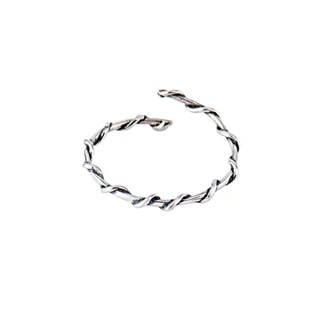 

Real 925 Sterling Silver Ring for Women Girls Twised Ring Open Size Resizable Cocktail Rings Thai Jewelry