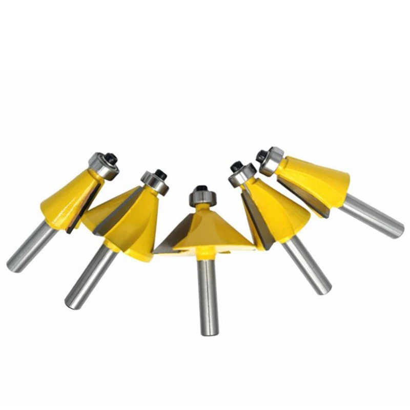 

5Pcs/Set 8Mm Shank Chamfer Router Bit 11.25 15 22.5 30 45 Degree Milling Cutter for Wood Woodworking Machine Tools