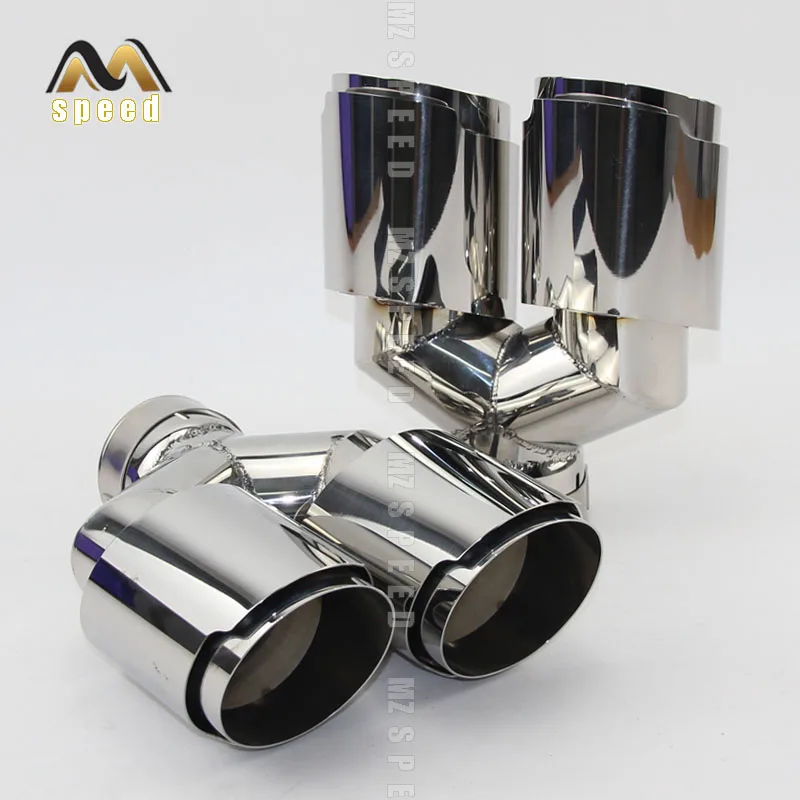 Accessories stainless steel black and bright face without marked Y-type double outlet straight edge exhaust pipe tailpipe | Автомобили и