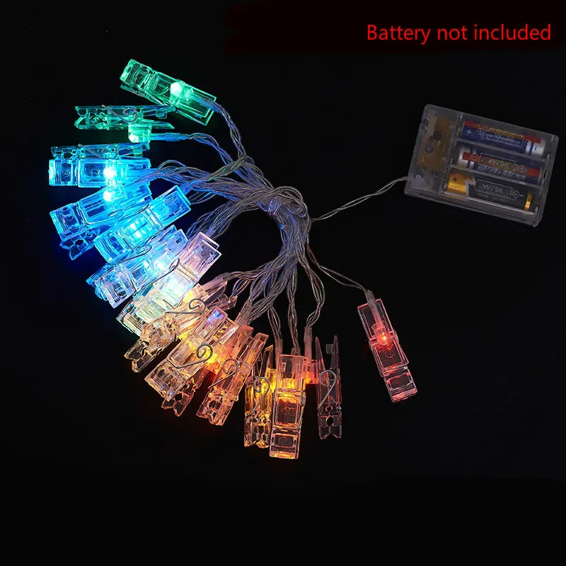 RGB Светодиодный шнурок рождественские фонари фото клип открытый батарея работает гирлянда, рождественские украшения для вечеринки свадьбы Рождества Guirlande светодиодный - Испускаемый цвет: RGB