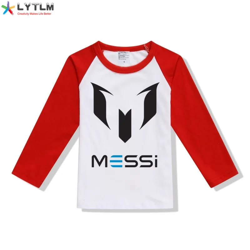 LYTLM Lionel Messi/Одежда для маленьких девочек Осенняя футболка Messi топы для девочек из модала, футболка с длинными рукавами и рисунком летняя одежда для маленьких девочек - Цвет: CX Raglan Red