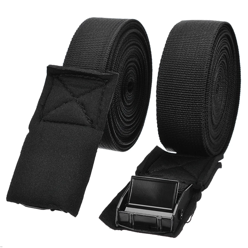 1Pair Multipurpose High-strength Tension Car Roof Luggage Rack Tie Kayak Surfboards Straps Luggage Belt with Zinc Alloy Buckle