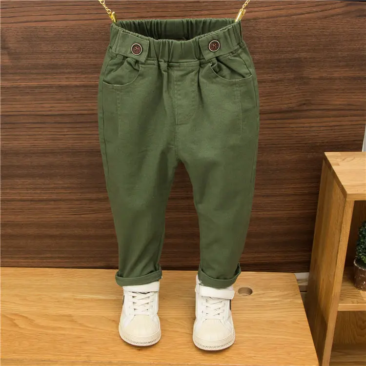 Г. Штаны для мальчиков осенне-зимняя одежда для детей однотонные детские штаны, брюки для маленьких мальчиков размер 90 до 130, для малышей, черный, зеленый, biege - Цвет: niu green thin