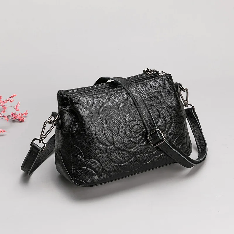 

Full-grain Leather Genuine Leather Embossed Bag 2019 New Style Women's Versatile Soft Leather Shoulder WOMEN'S Bag Middle-aged M