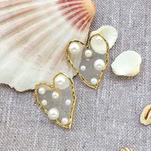 JUST FEEL Модные прозрачные серьги-гвоздики в форме сердца со звездами геометрические жемчужные серьги для женщин Свадебные элегантные стильные ювелирные изделия подарок