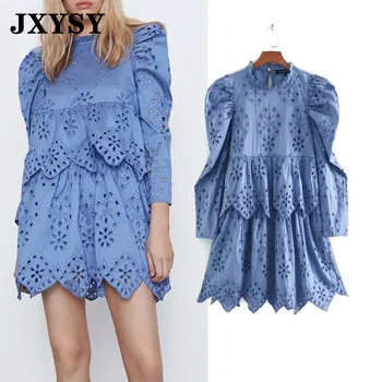 

JXYSY england indie folk vintage hollow out cascading loose party mini za dress women vestidos de fiesta de noche vestidos tops