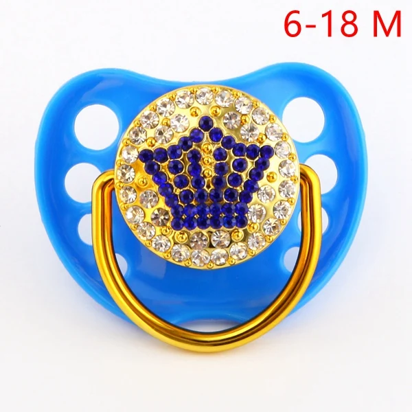 Blue 6-18M Синий цвет Корона Детские Пустышки 0-18 месяцев BPA бесплатно Bling пустышки пищевого качества Детские пустышки соски - Цвет: Blue 6-18M