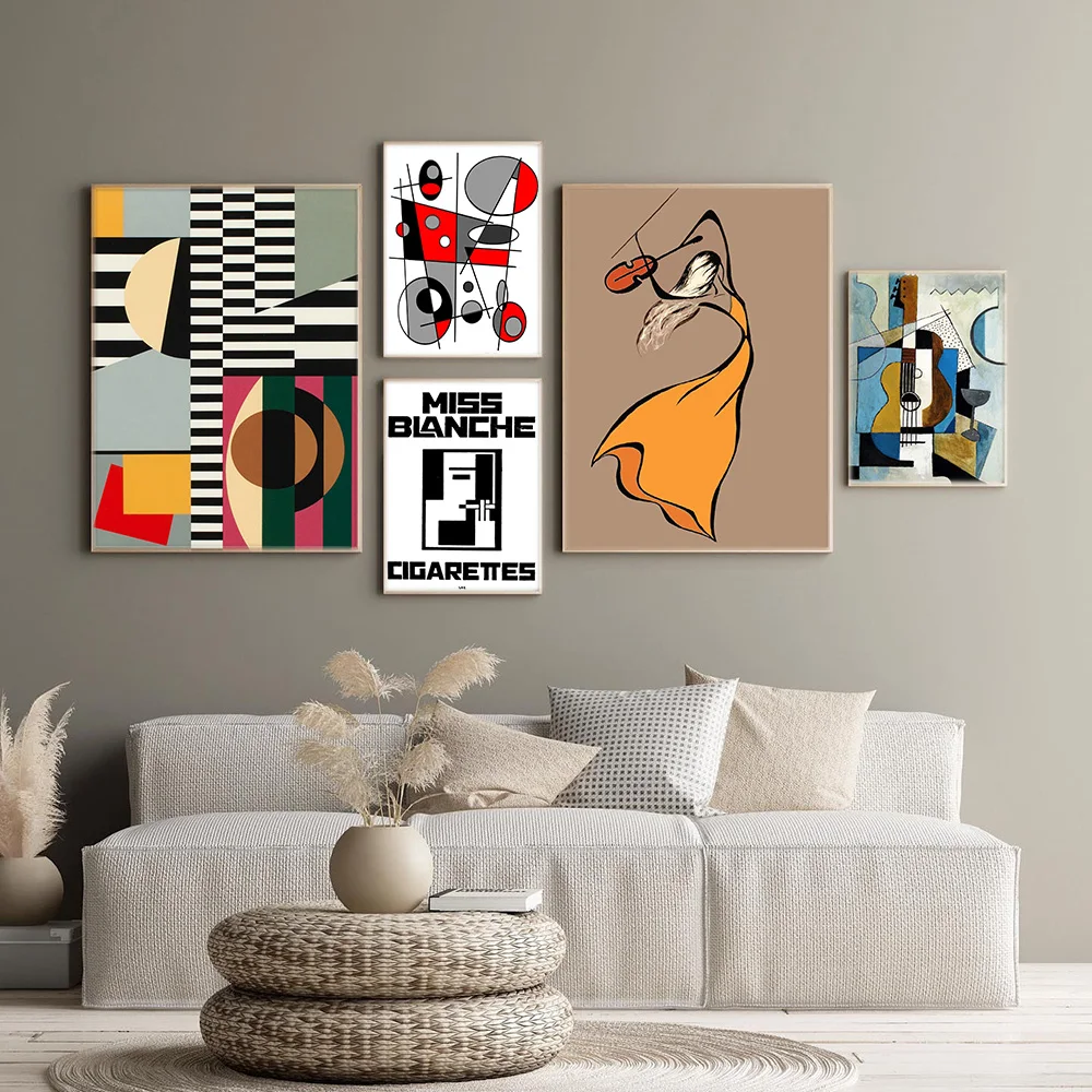 Абстрактная линия и геометрический художественный Декор гитарные плакаты