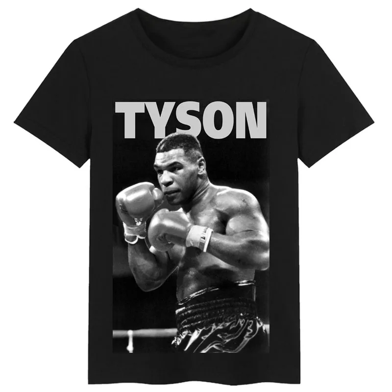 Мужская и женская футболка с коротким рукавом для бокса принтом Tyson размер S