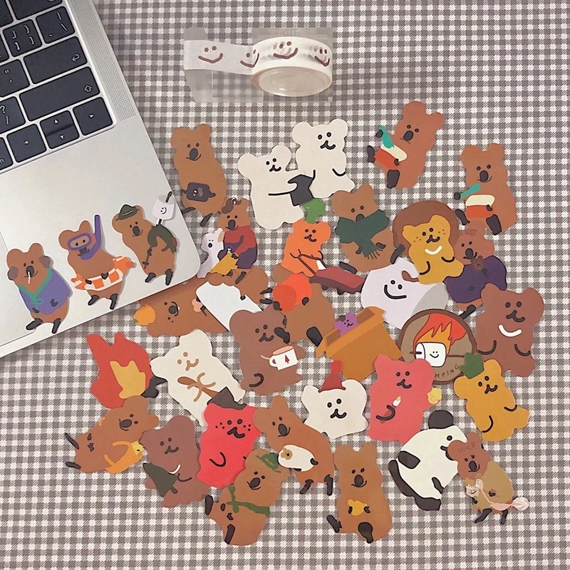 Pegatina impermeable con dibujo de oso Koala para cuentas, decoración de funda de teléfono para ordenador, Material adhesivo de papelería para niños