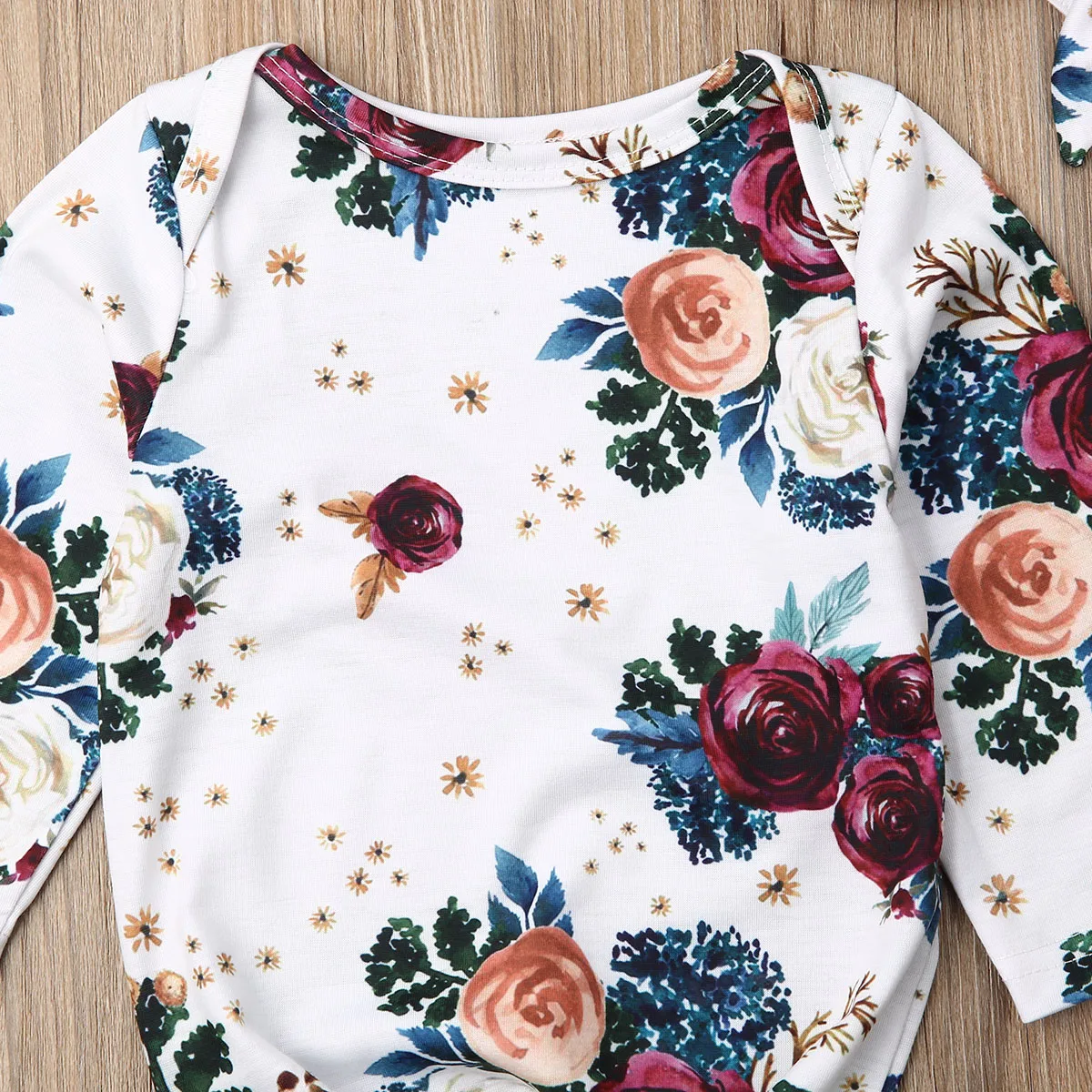 New Infant Baby Girls Long Sleeve Flower Print Playsuit Romper Clothes Outfit Sleeping Bag
