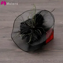 Свадебные аксессуары для волос из моланов с перьями и сеткой для женщин и девушек, заколка для волос на выпускной, элегантная женская шляпа, заколки для волос