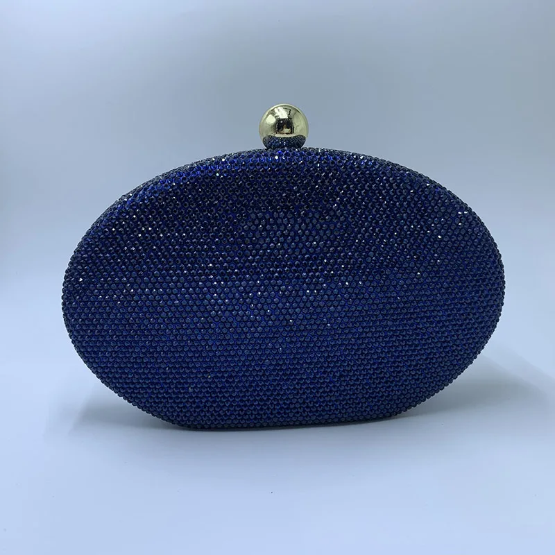 Navy Королевский соловьи Овальный Для женщин сумки из натуральной кожи Bolsas с украшением в виде кристаллов вместительная сумка-клатч мини женская вечерняя сумочка через плечо сумка от известного бренда, Сумка через плечо вечерние сумки - Цвет: Navy