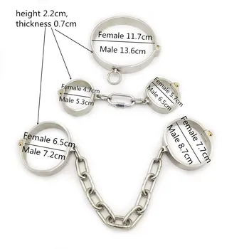 3pcs/set slave collar+handcuffs for sex+Shackle steel restraints bondage harness slave collar hand cuffs bdsm fetish sex games