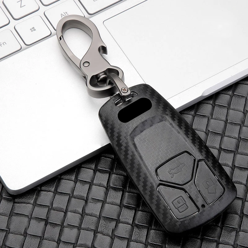 

ABS Carbon Fiber Car Key Case Cover For Audi A6L A4 B6 B7 B5 B8 B9 new A4L A3 A5 A6 C5 Q3 Q5 QT Q7 TT 8S S4 S5 S7 TTS 2018 2019