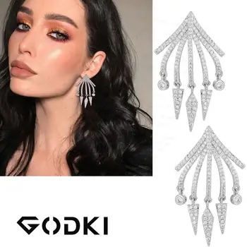 

GODKI 44mm Elegant Octopus Fashion Cubic Zirconia American Wedding Party Earring High End Jewelry for Women