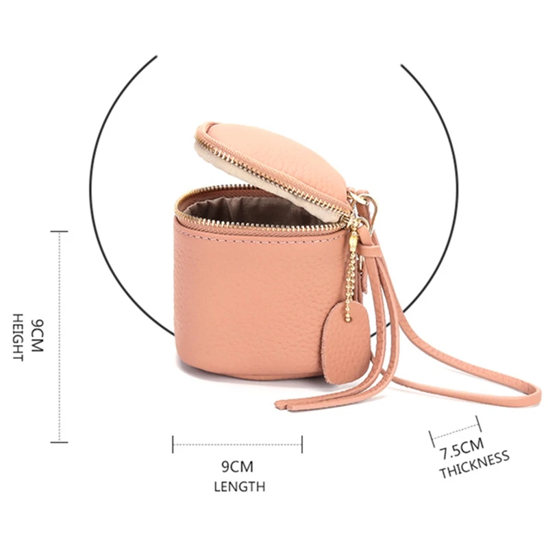1 PC Mini Genuine Leather Coin Purse Women Girls Fashion Small Lipstick Handbag Purse Zipper Coin Pocket Wallet Hand Bag New