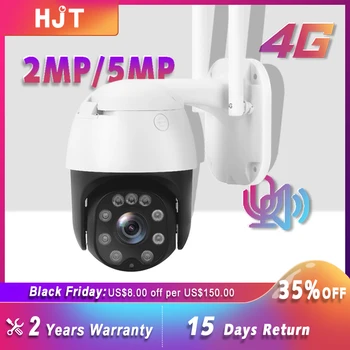 

HJT PTZ 4G IP Camera 2MP/5MP Full-color Night Vision Audio Waterproof Surveillance Camera Outdoor Wireless TF Card Onvif Camhi